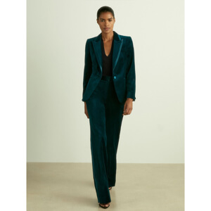 REISS PARISA Teal Velvet Flared Suit Trousers